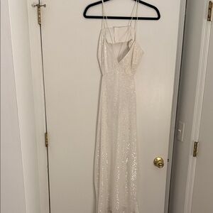 Sachin + Babi Ivory Sequin Maxi Dress with Spaghetti Straps
